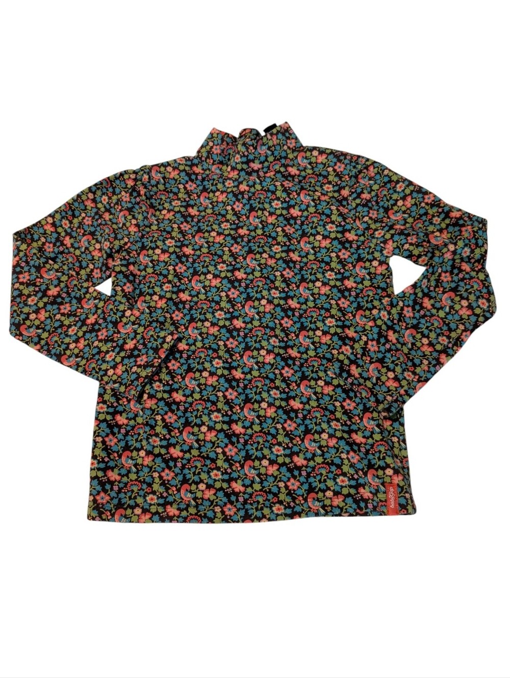 Gap‎ Baby Y2K Floral Bird All Over Print Cotton Turtle Neck Girls Top 5Y